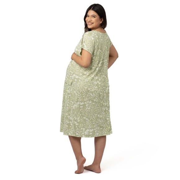 Kindred Bravely Universal Labor Delivery Nursing Gown S/M/L Floral Fern Green - Picture 4 of 9